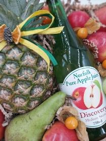 Large  fruit and apple juice basket