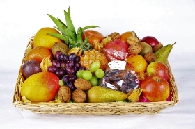 Medjoul date , fruit and walnut basket